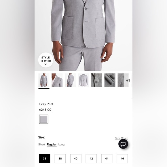 ✨EXPRESS✨ Slim Light Gray Knit Suit Jacket - Picture 10 of 10